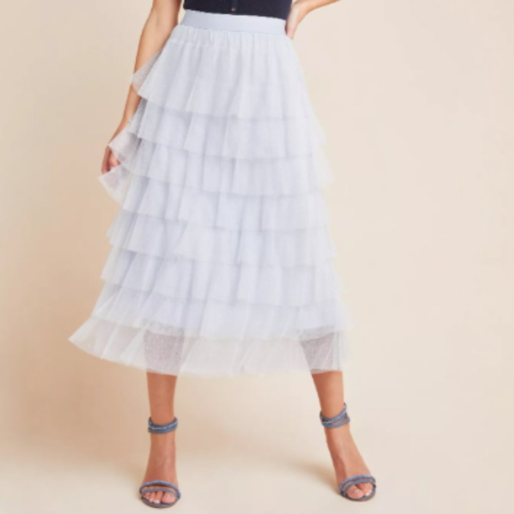 Anthropologie Ashley Tulle Midi Skirt